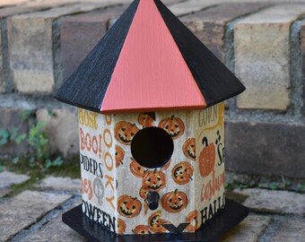 Halloween-vogelhuisje | Vogelhuisje knipvellen | Pompoen vogelhuisje | Herfstdecoratie | Halloweendecoratie | Binnendecoratie