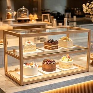 Transparent Acrylic Counter Showcase, Bread Pastry Display Box, Dustproof Figurine Collectible Storage Case