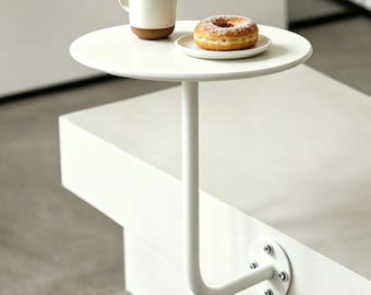 Minimalist Wall Mounted Metal Table, Compact Bistro Table for Narrow Spaces and Home Coffee Bars