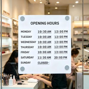 Window Mount Magnetic Store Hours Sign, Custom DIY Reusable Letter Plaque,Opening Hours Board for Restaurant, Bar, and Retail Shop Decor