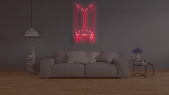 BTS ロゴ ネオンサイン、グッズ 韓国 カワイイ 装飾、寝室装飾、特注 