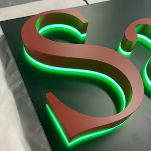 Placas externas comerciais, placa de letras 3D de aço inoxidável, placa de acrílico com iluminação frontal, sinalização de letras de canal, placas externas iluminadas, placa de logotipo de nome