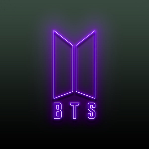 BTS Logo Neon Sign, Merch Korean Kawaii Decor, Bedroom Decor, Bespoke Lighting Army Jungkook V Jimin RM Suga J-Hope Jin K-pop BT21 Lamparas