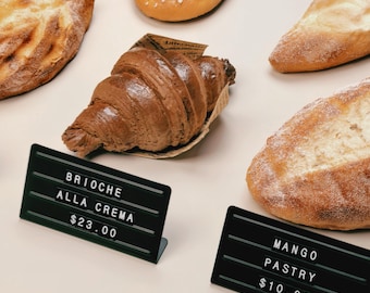 Reusable Magnetic Counter Price Sign Stand, Interchangeable Menu Label Display for Bakery Restaurant Retail Shopfront Tags