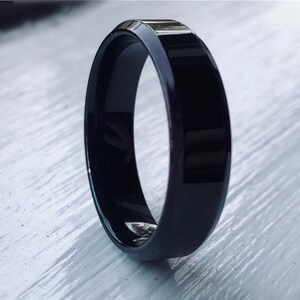 Simple Elegance, 6mm High-Polished Black Tungsten Wedding Band, Promise Ring, Engagement Ring, Black Tungsten Ring, Black Ring for Men