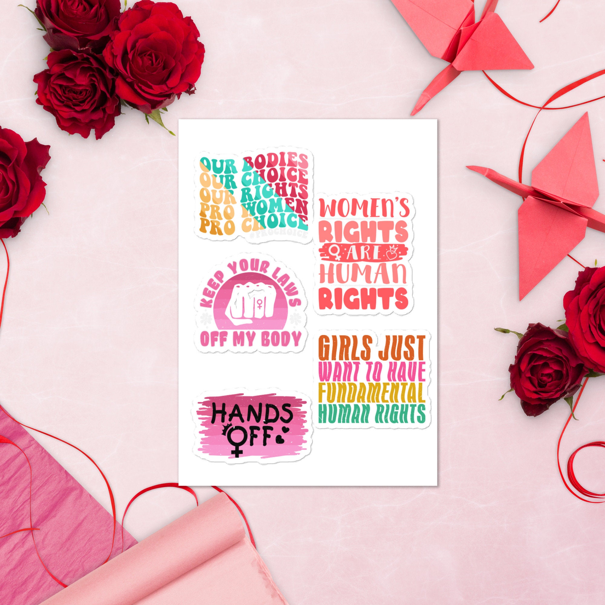 Women's Rights Sticker Sheet of Five Stickers, Pro-choice Feminist ...