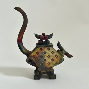 Julie Risak Raku-Fired Sculptural Teapot image 1