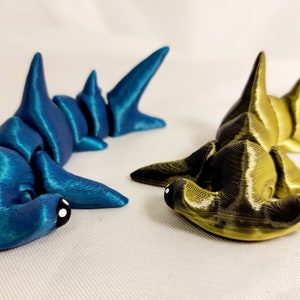 3D Printed Articulating Baby Hammer Head Shark Toy - Hand Painted Collectible Figurine