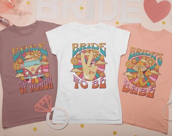 Retro Bachelorette Shirt for 70s Theme Disco Party, Groovy Retro Dazed & Engaged Shirt for Bride, Retro Groovy Aesthetic Bridal Party Shirts