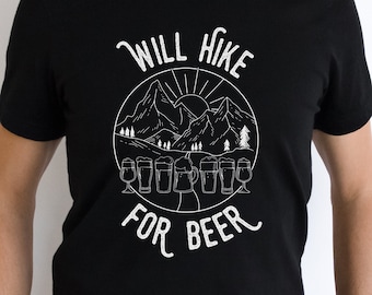 Will Hike For Beer Tee, Hiking Shirt, Beer Lover Shirt,Hiking Gifts for Him,Gift for Her,Gift for Beer Lover,Outdoorsy, Camping Gift for Him