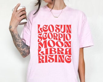 Comfort Colors Astrology Shirt, Comfort Colors Star Signs Shirt, Oversized Celestial Shirt, Custom Astrology Shirt, Sagittarius Shirt, Leo