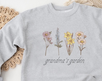 Custom Family Birth Month Birth Flower Sweatshirt, Grandma's Garden Sweatshirt, Mothers Day Gift for Mom, Gift for Grandma, Custom Mom Gift