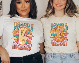 Dazed & Engaged Bachelorette Shirts, Boozy and Groovy, Boozed and Confused Shirt, Retro Bachelorette Theme, 70s Disco Bachelorette, Groovy