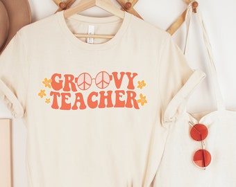 Groovy Teacher Tee, Hippie Teacher Shirt, Boho Teacher Shirt, Groovy Teacher Shirt, Gift for Groovy Teacher, Hippie Teacher Gift, Boho Tee