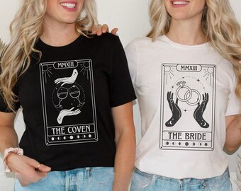 Celestial Bachelorette Party Shirts, Witchy Bride Shirt,Mystical Tarot Card Bride Party T-Shirts,Salem Wedding Party Shirts,Astrology Bride
