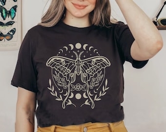 Moth Shirt, Luna Moth Shirt, Moth TShirt, Celestial Shirt, Fairycore Shirt, Cottagecore Shirt, Dark Academia Clothes, Whimsigoth Clothing
