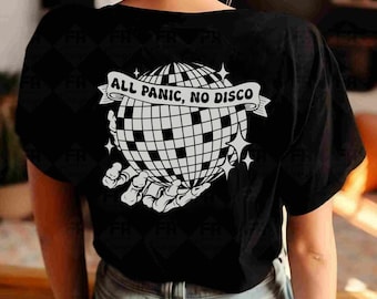 All Panic No Disco Shirt, Emo Clothing, Elder Emo Shirt, Anxiety Shirt, Skeleton Disco Shirt, Emo Concert Outfit, Mental Health, Whimsigoth
