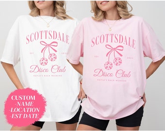Camisa de despedida de soltera Coquette Disco, Camisa de despedida de soltera de colores cómodos personalizada, Camisa de despedida de soltera Disco, Camisa de novia Disco Club, Coquette Bach