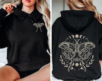 Moth Hoodie, Cottagecore Hoodie, Goblincore Hoodie, Fairycore Hoodie, Moth Shirt, Celestial Hoodie, Moth Sweatshirt, Mushroom Hoodie, Moth