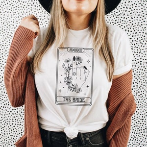 Witchy Bride, Bride&#39;s Coven Bachelorette Shirt, Tarot Bachelorette Tee, Mystic Gothic Bride Bridesmaid Shirt Fortune Teller Bach Theme Gift