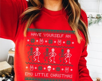 Christmas Emo Red and White Santa Chrismas Shirt