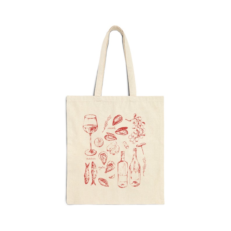 Italy Tote Bag, Sardines Tote, Tomato Girl Summer Tote Bag, Farmers Market Tote Bag, Tinned Fish Tote Bag, Mermaidcore Tote, Soft Girl Tote afbeelding 7