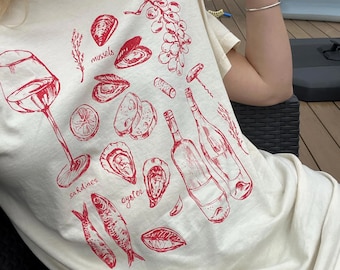 Sardine Shirt, Italy Shirt, Ciao Bella, Tomato Girl Summer, Tinned Fish Shirt, Mermaidcore, Ocean Inspired Style, Soft Girl Outfit,Fish Girl