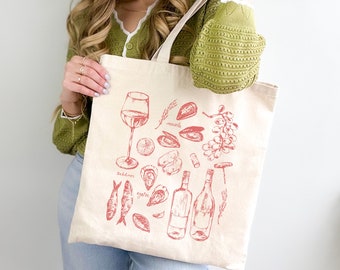 Italy Tote Bag, Sardines Tote, Tomato Girl Summer Tote Bag, Farmers Market Tote Bag, Tinned Fish Tote Bag, Mermaidcore Tote, Soft Girl Tote