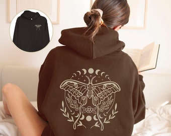 Moth Hoodie, Cottagecore Hoodie, Goblincore Hoodie, Fairycore Hoodie, Moth Shirt, Celestial Hoodie, Moth Sweatshirt, Whimsigoth Clothing