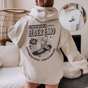 Emo Hoodie, It Was Never A Phase, Emo Concert Hoodie, Emo Clothes, Emo Band Hoodie, Skateboarding Hoodie, Checkerboard Hoodie, Elder Emo image 3