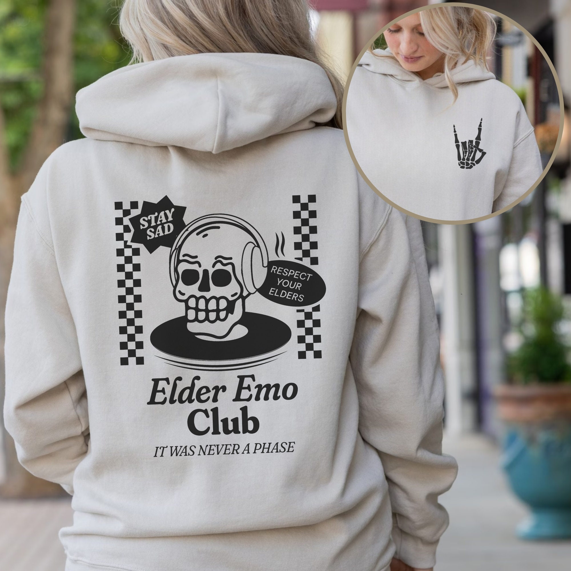Sunday Inn emo エモ Elder Emo Club Zip up Hoodie, Elder Emo Hoodie, Emo Hoodie