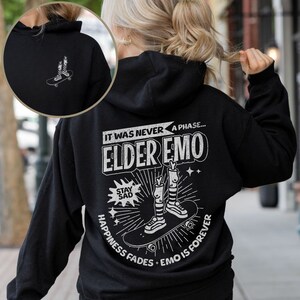 Emo Hoodie, It Was Never A Phase, Emo Concert Hoodie, Emo Clothes, Emo Band Hoodie, Skateboarding Hoodie, Checkerboard Hoodie, Elder Emo image 5