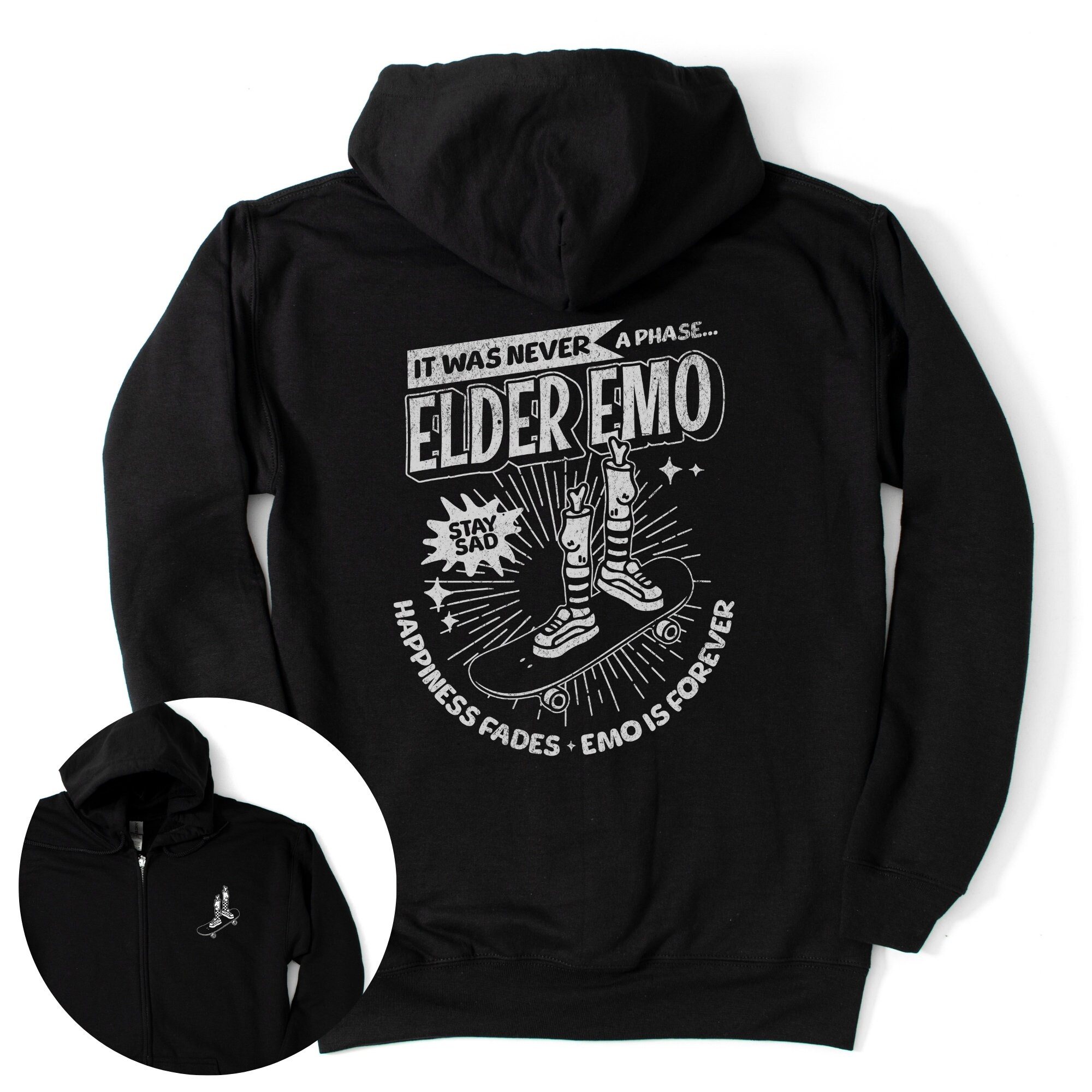 送料関税込み■EMOTIONALLY UNAVAILABLE■EMO Crewneck★人気！ Emo Zip up Hoodie, It Was Never A Phase, Emo Concert Hoodie