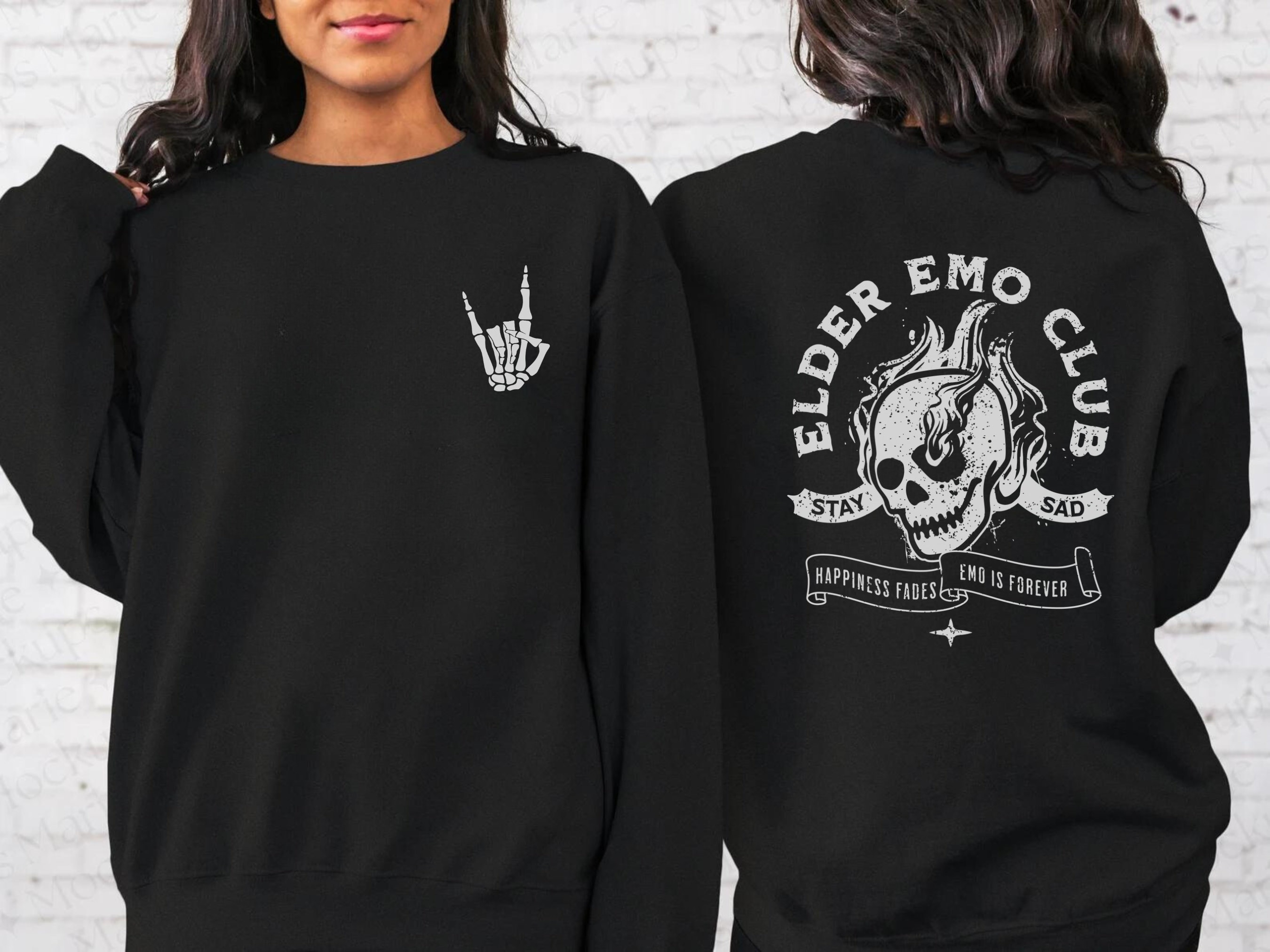 ✓ Cute Black long oversized sleeve emo tee