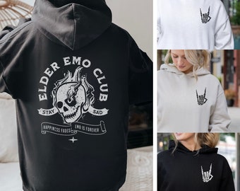 Elder Emo Club Hoodie, Elder Emo Hoodie, Emo Hoodie, Emo Clothing, Emo Club Sweatshirt, Emo Concert Outfit, Elder Emo Shirt, Emo Gifts