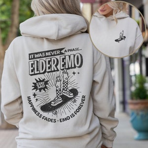 Emo Hoodie, It Was Never A Phase, Emo Concert Hoodie, Emo Clothes, Emo Band Hoodie, Skateboarding Hoodie, Checkerboard Hoodie, Elder Emo image 6