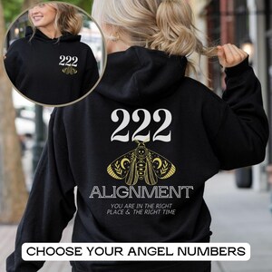 Angel Number Hoodie, Angel Numbers Shirt, Angel Numbers Gift, Celestial Hoodie, Witchy Hoodie, Moon Hoodie, Moth Hoodie, 555 hoodie, 111 222