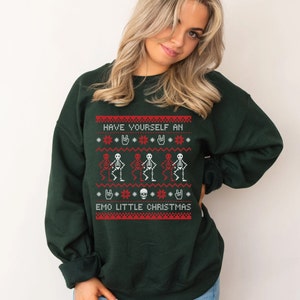 Emo Weihnachten Sweatshirt, Emo Weihnachten Kleidung, hässliche Weihnachten Pullover, festliche AF Pullover, Schädel Weihnachten Sweatshirt, Goth Weihnachten Bild 9