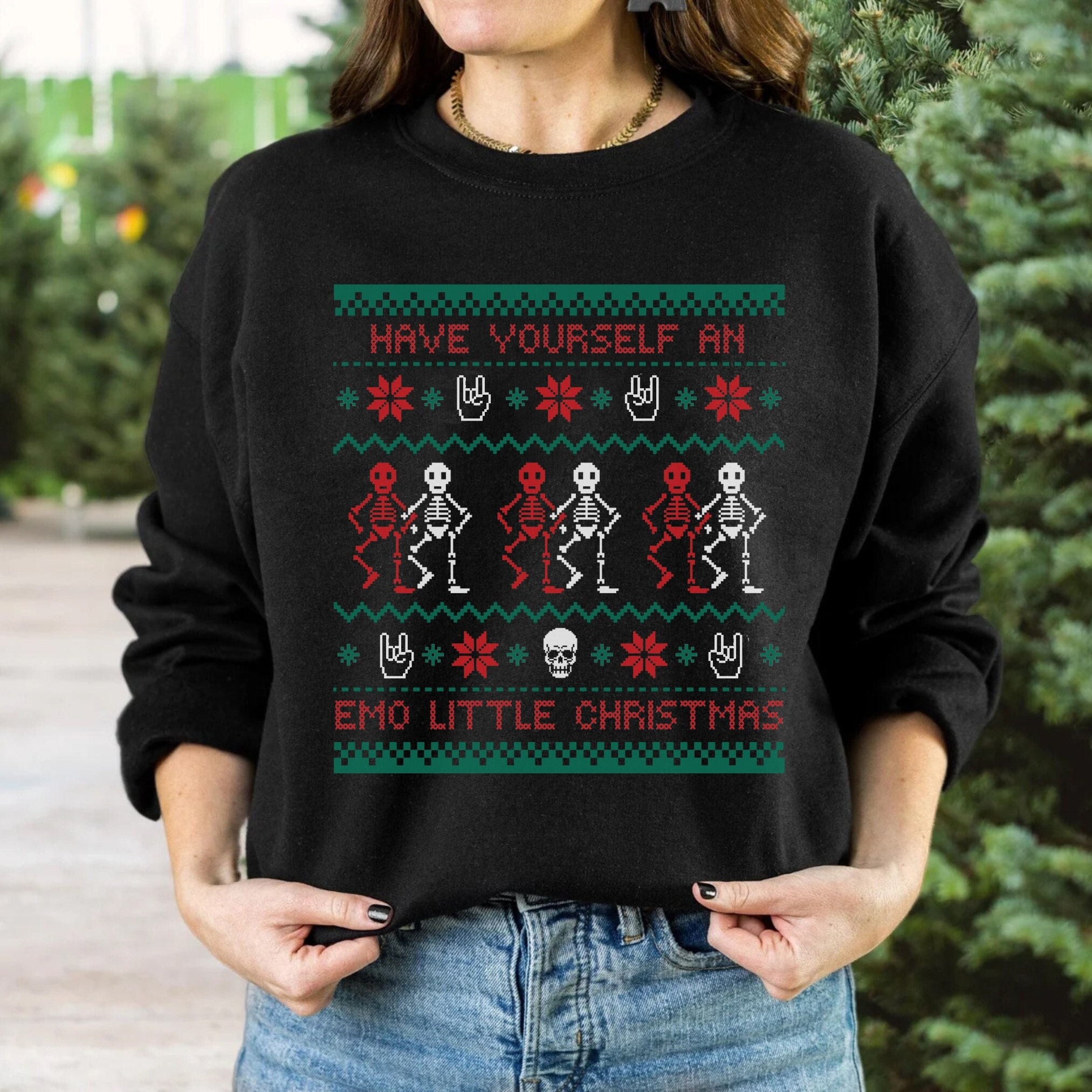 Emo Christmas Sweatshirt Emo Christmas Clothing Ugly Christmas Sweater Festive AF Sweater Skull Christmas Sweatshirt Goth Christmas Etsy France