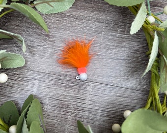 Orange and white 1/8 steelhead fishing jig