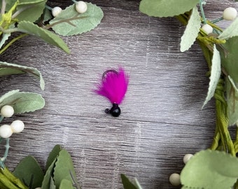 Pinkish purple and black 1/8 steelhead fishing jig