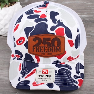 USA 250 | Freedom | Leather Patch on Richardson 112 Americana Duck Camo Hat