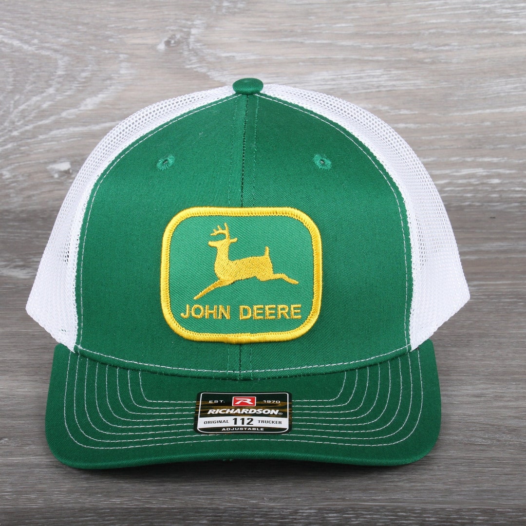 John Deere Caqui Tan Moline 112 Gorra De Malla Blanca Bordada Gorra John Deere