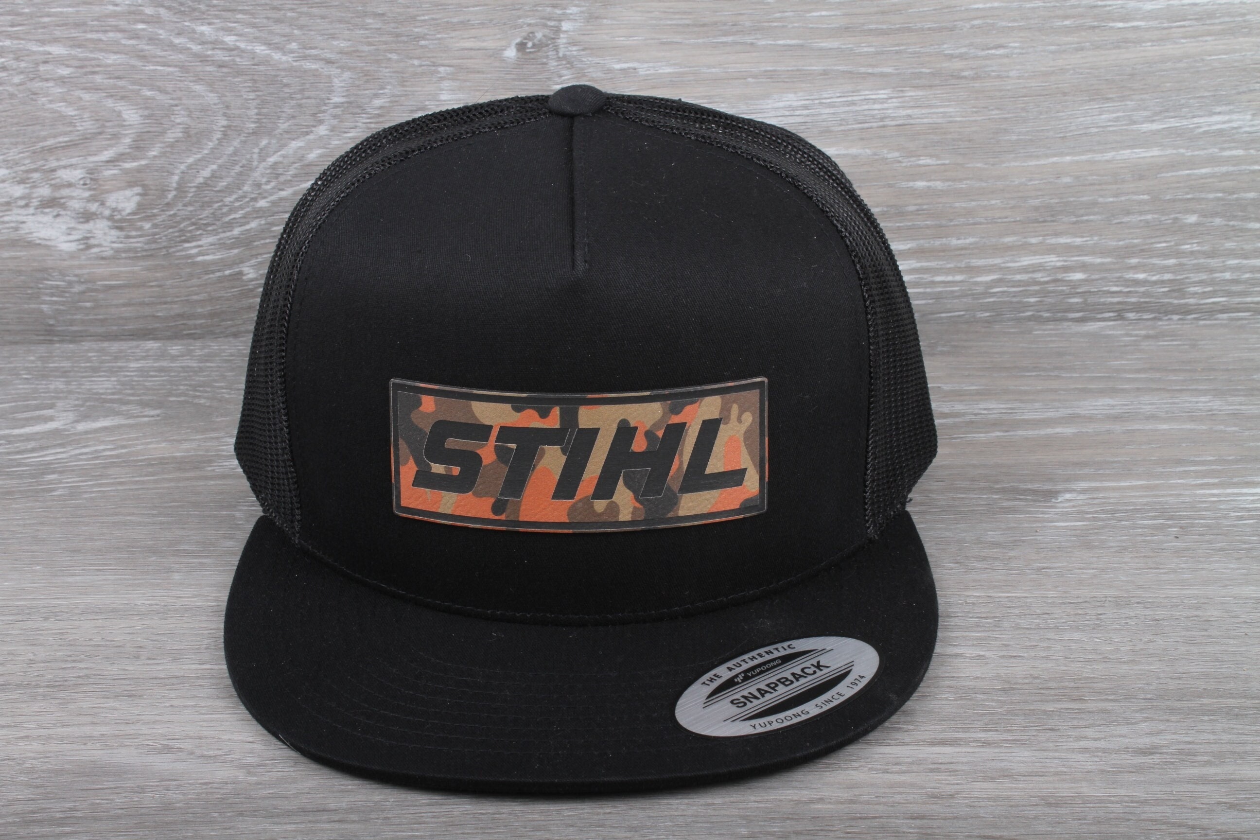 STIHL Chainsaws Retro Embroidered Flat Bill Trucker Mesh Snapback Cap Hat Outdoo Stihl Chainsaw Mesh Snapback Trucker Hat | Mercari main image 3