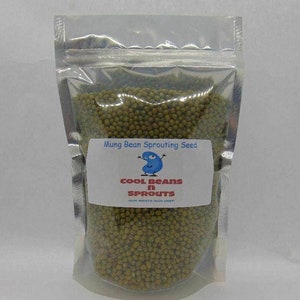 Mung Bean Seeds for Sprouting Microgreens, &quot;COOL BEANS n SPROUTS&quot; Brand.