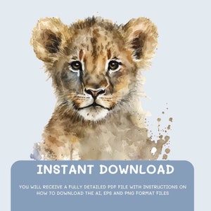 Lion Watercolor,Digital Downloads,Lion Clipart, PNG,EPSand Vector,wall art, prints,Sublimation