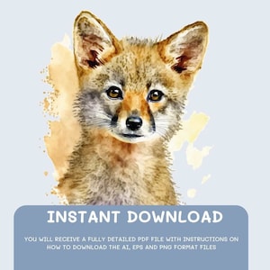 Jackal Watercolor,Digital Downloads,Jackal Clipart, PNG,EPSand Vector,wall art, prints,Sublimation