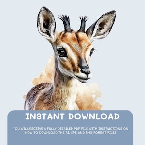 Springbok Watercolor,Digital Downloads,Springbok Clipart, PNG,EPSand Vector,wall art, prints,Sublimation