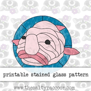 Blobfish Digital Stained Glass Pattern - Includes Printable Pages and Cricut PNG File