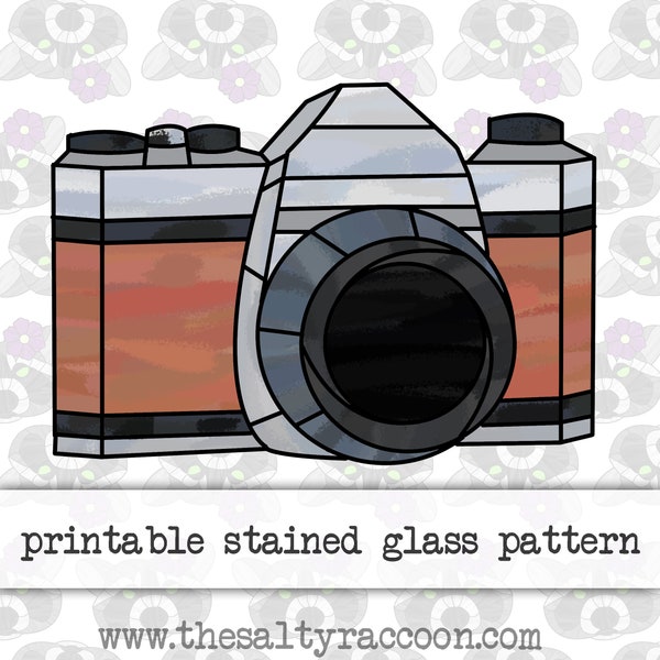 Film Camera Stained Glass Pattern - Includes Printable Pages and Cricut PNG File